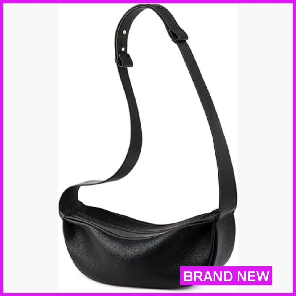 Genuine Leather Sling Bag Minimalist Hobo Crossbody Casual Wide Strap